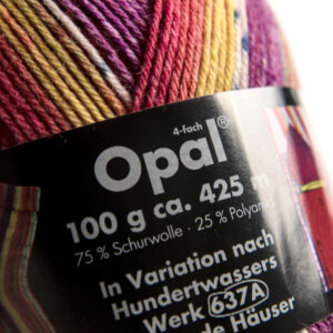 Opal Hundertwasser ponožková vlna – melírová farebná prírodná vlna na pletenie ponožiek s umeleckým dizajnom.